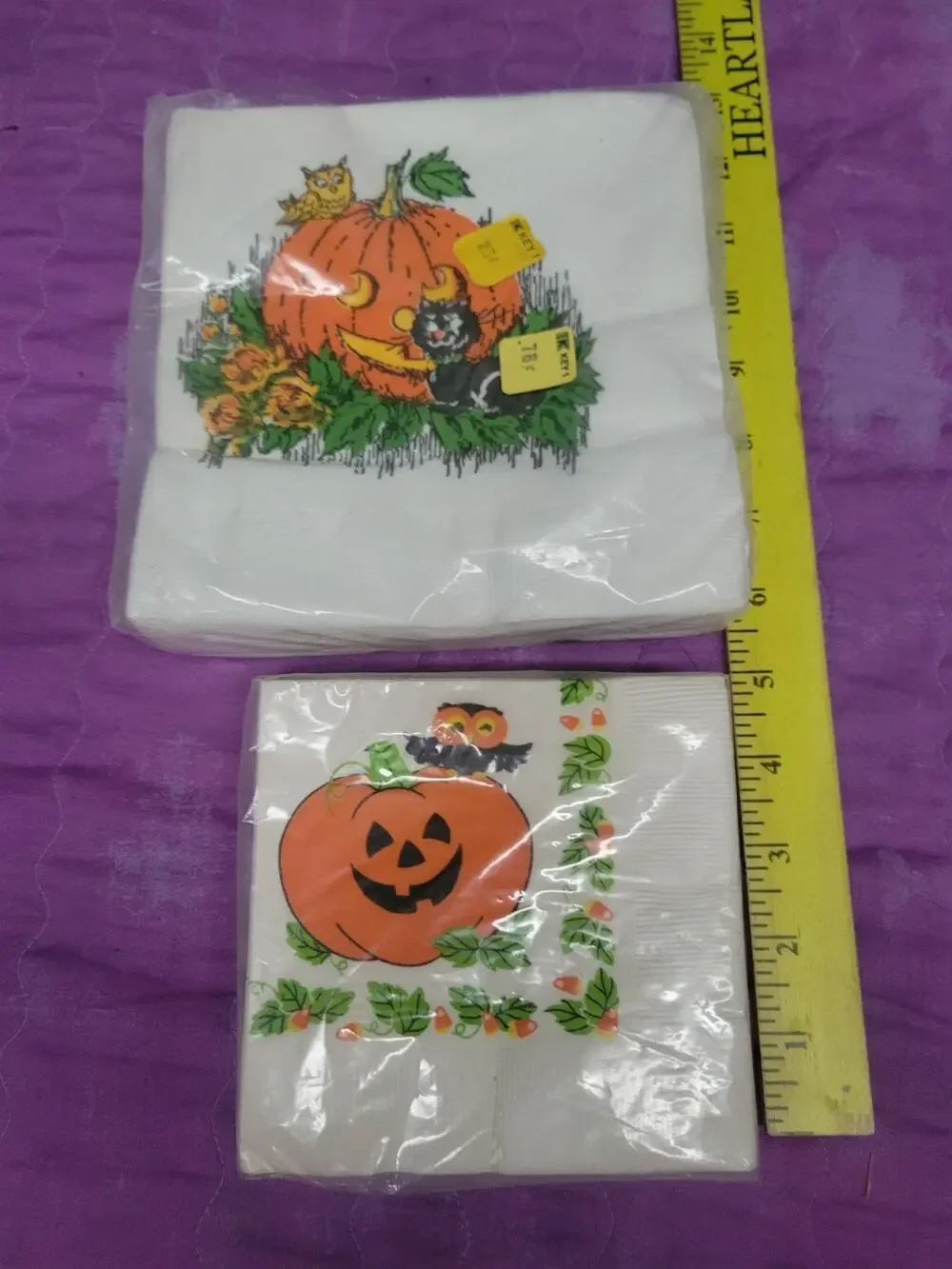 VTG Halloween COCKTAIL NAPKINS Sealed Package BLACK CAT Pumpkin